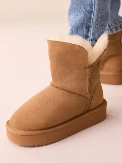 Next Marron fauve - Bottes déperlantes en daim véritable en peau de mouton Hot