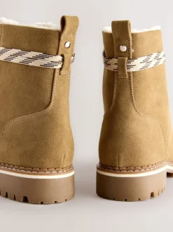 Next Marron fauve - Bottines Forever Comfort® doublées de fausse fourrure à lacets Hot