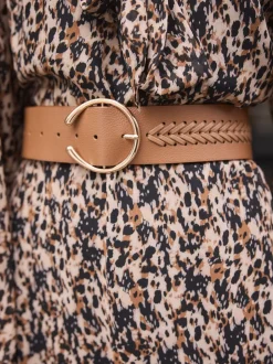 Next Marron fauve - Ceinture large avec détails en tresse Online