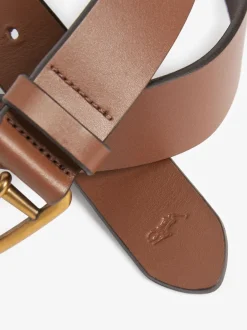 Polo Ralph Lauren Marron fauve - Ceinture Saddle en cuir avec logo Clearance