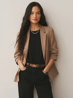 Next Marron fauve - Ceinture Regular Statement en cuir à boucle Clearance