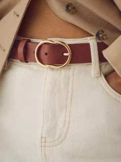 Next - Ceinture régulière en PU Marron fauve Sale
