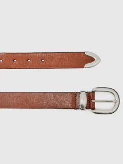 Reiss Marron fauve - Ceinture western en cuir Jonny New