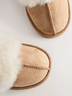 Next Marron fauve - Chaussons en fausse fourrure Sale