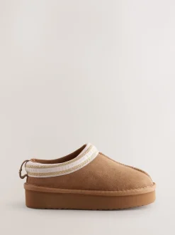 Baker by Ted Baker Marron fauve - Chaussons mules en daim déperlant pour fille Discount