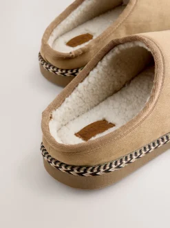 Next Marron fauve - Chaussons mules à bande en microdaim Best