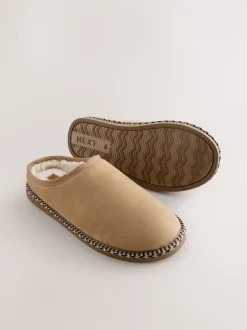 Next Marron fauve - Chaussons mules à bande en microdaim Best