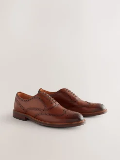 Next Marron fauve - Chaussures Oxford Wingcap en cuir Sale