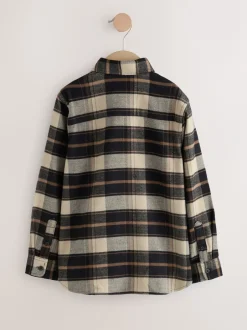 Next Marron fauve - Chemise à carreaux en coton brossé à manches longues (3-16ans) Clearance