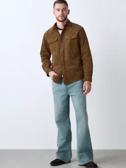 Next Marron fauve - Chemise en velours côtelé à manches longues style western Online