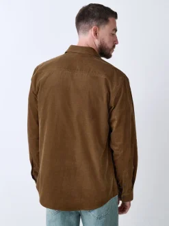 Next Marron fauve - Chemise en velours côtelé à manches longues style western Online