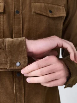 Next Marron fauve - Chemise en velours côtelé à manches longues style western Online