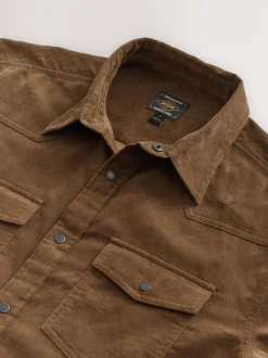 Next Marron fauve - Chemise en velours côtelé à manches longues style western Online