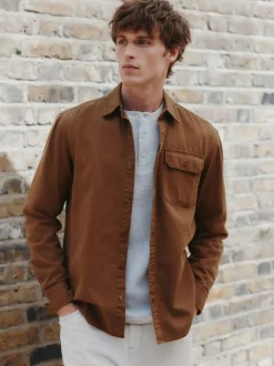 Next Marron fauve - Chemise Oxford teintée en pièce à manches longues Online