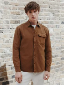 Next Marron fauve - Chemise Oxford teintée en pièce à manches longues Online