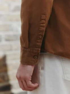 Next Marron fauve - Chemise Oxford teintée en pièce à manches longues Online