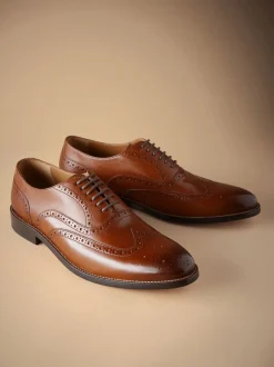 Next Marron fauve - Coupe classique - Chaussures Signature Brogue Wingcap en cuir italien Best