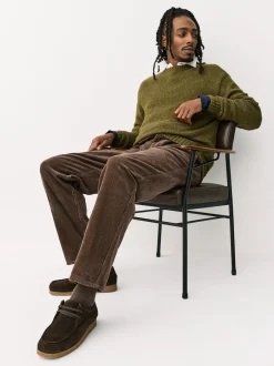 Next Marron fauve - Coupe fuselée régulière - Pantalon plissé simple en velours côtelé Hot