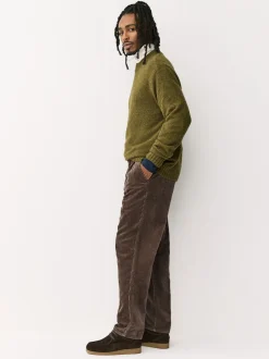 Next Marron fauve - Coupe fuselée régulière - Pantalon plissé simple en velours côtelé Hot