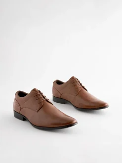 Next Marron fauve - Coupe large - Chaussures Derby à lacets Discount