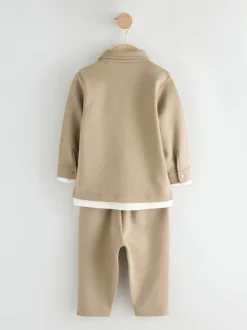 Next - Ensemble 3 pièces T-shirt et Survêtement (3mois-7ans) Marron fauve