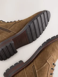 Next Marron fauve - Grands bottes zippées doublées de borg Online