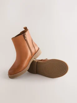 Next Marron fauve - Leather Chelsea Boots New