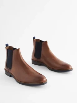 Next Marron fauve - Leather Chelsea Boots Clearance