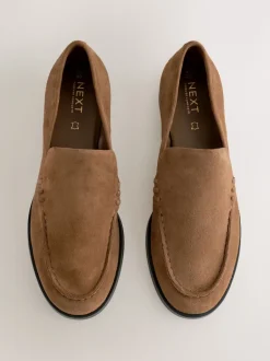 Next Marron fauve - Mocassins propres en daim à bout rond New