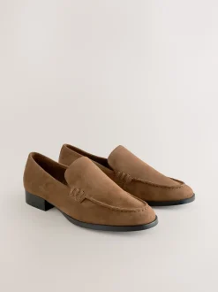 Next Marron fauve - Mocassins propres en daim à bout rond New