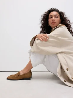 Next Marron fauve - Mocassins propres en daim à bout rond New