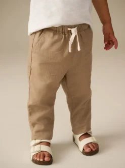 Next Marron fauve - Pantalon en lin Blend à enfiler (3mois-7ans) Online