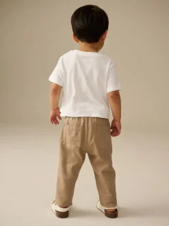Next Marron fauve - Pantalon en lin Blend à enfiler (3mois-7ans) Online