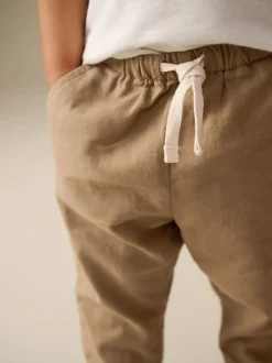 Next Marron fauve - Pantalon en lin Blend à enfiler (3mois-7ans) Online