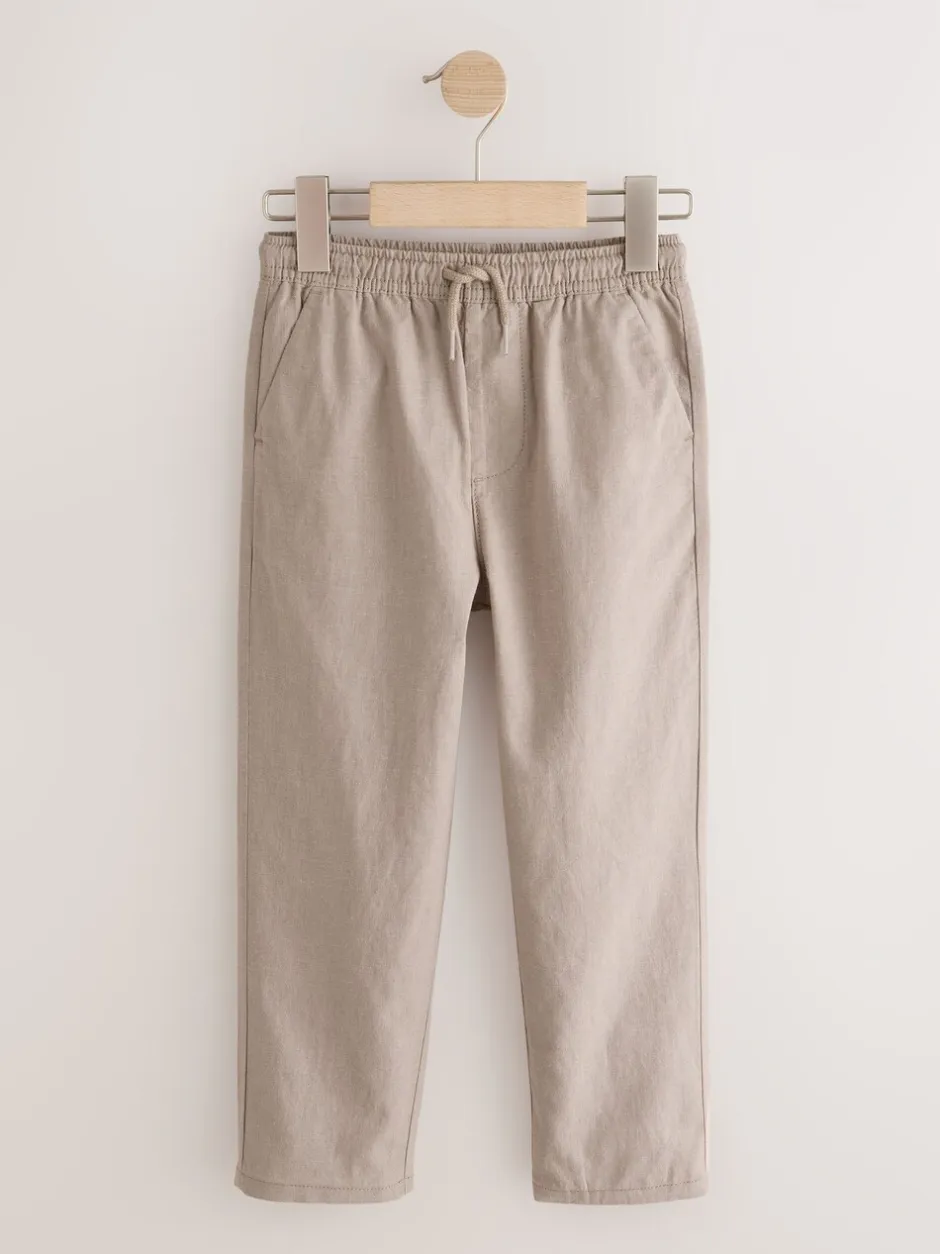 Next Marron fauve - Pantalon en lin Blend à enfiler (3-16ans) Outlet
