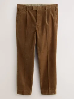 Next Marron fauve - Pantalon habillé droit en coton riche en velours côtelé Outlet