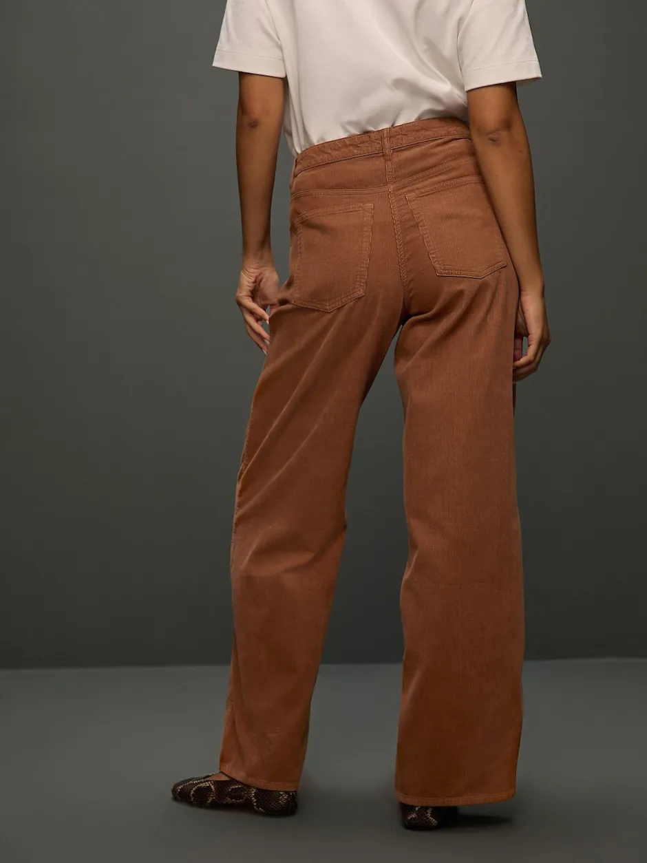 Next Marron fauve - Pantalon large en velours côtelé Clearance