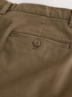 Next Marron fauve - Pantalons chinos extensibles plissés simples Clearance