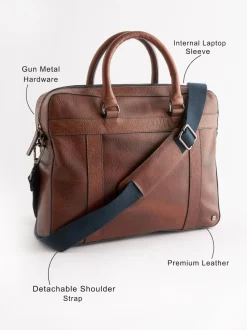 Next Marron fauve - Porte-documents en cuir grainé Clearance