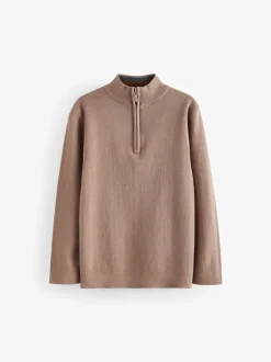 Next Marron fauve - Pull quart de zip (3-16ans) New