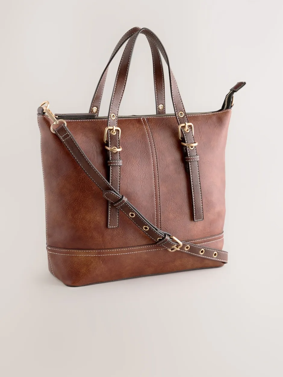 Next Marron fauve - Sac à main avec boucle Discount