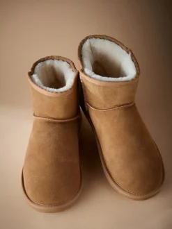 Next Marron fauve - Signature Bottes en daim avec doublure en fausse fourrure Best