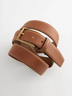 Next Marron fauve - Signature Ceintures en cuir à piqûres contrastées Clearance