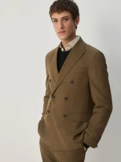 Next Marron fauve - Veste de costume à double boutonnage New