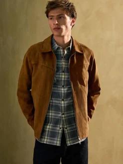 Next Marron fauve - Veste Harrington en similicuir Hot