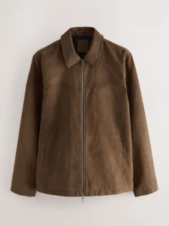 Next Marron fauve - Veste Harrington en similicuir Hot