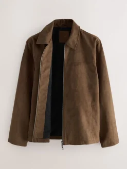 Next Marron fauve - Veste Harrington en similicuir Hot