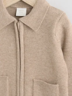 Next Marron fauve - Veste-chemise zippée en maille sur le devant (0mois à2ans) Sale