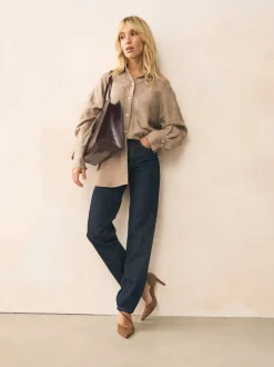 Next Marron fauve en daim - Talons de cour asymétriques en cuir haut de gamme Online