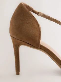 Next Marron fauve en daim - Talons de cour asymétriques en cuir haut de gamme Online
